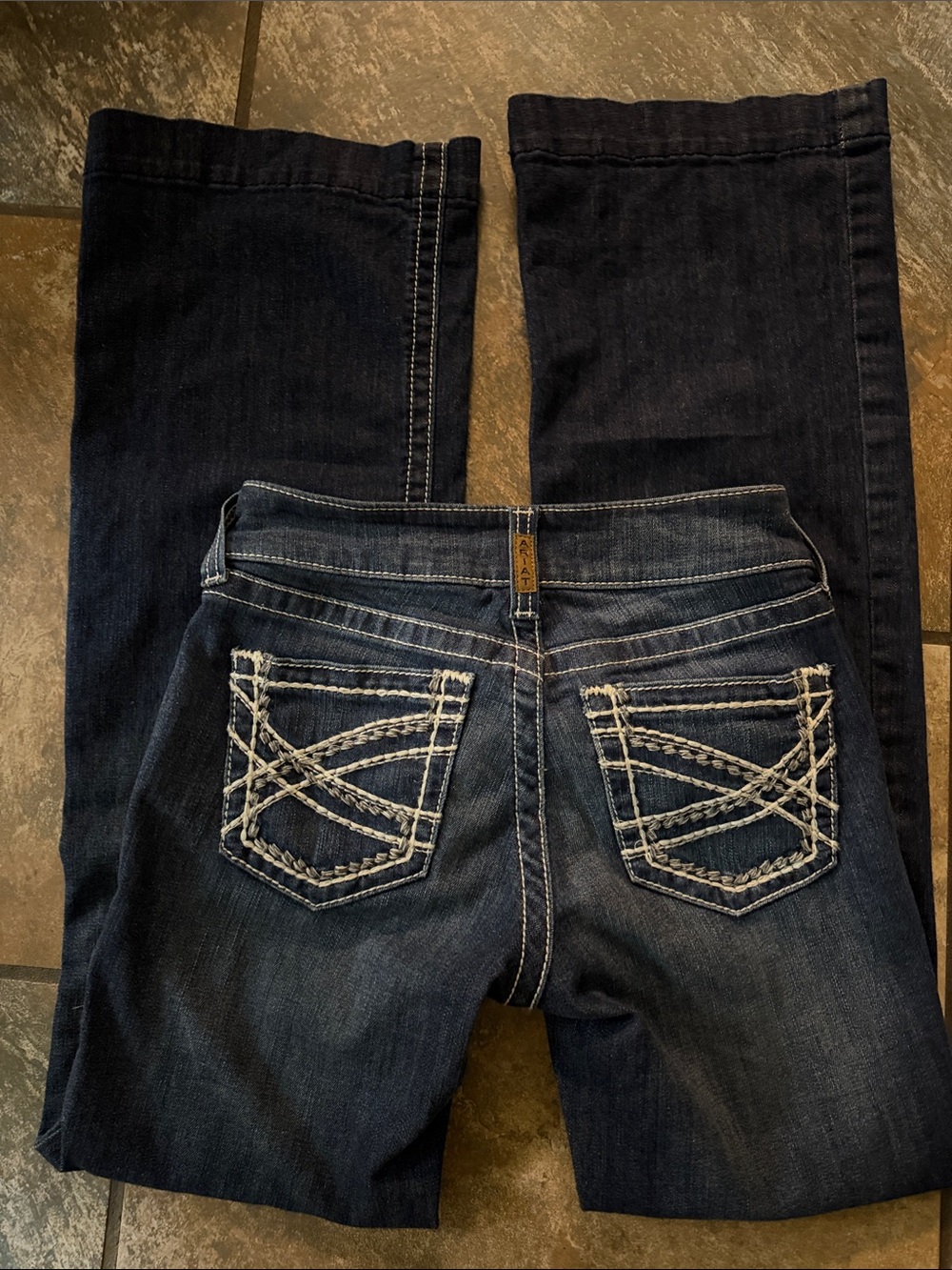 Ariat Dark Indigo Flared Jeans with Contrast Back Pocket Stitching
